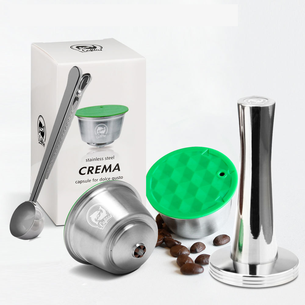 Blanc 2 capsules + marteau à poudre + cuillère à pince en acier inoxydable