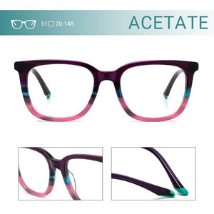 おしゃれな個人透明カラーブロックレトロスタイルライト長方形アセテート眼鏡フレーム - Product Image 2