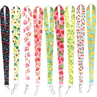 Lanière personnalisée à impression par sublimation, motif fruits, couleur intégrale, porte-clés, fabrication en gros par usine OEM