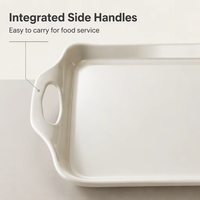 Plateau rectangulaire en mélamine de 19 pouces avec poignées Plateau de service écologique en matière plastique