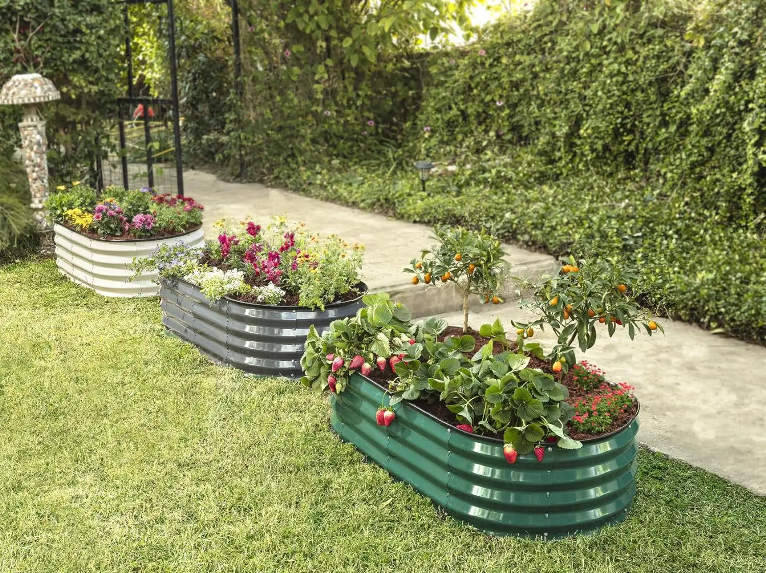 Набор садовых кроватей в загородном стиле, высокий гофрированный Гальванизированный Металлический Стальной Ящик для растений для внутреннего и наружного использования
