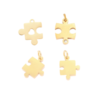 Breloques Puzzle en acier inoxydable plaqué or 18 carats, pendentif puzzle pour couple, collier, bracelet, bijoux, accessoires