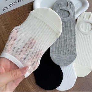 Mesh Boat Socks For Women Breathable Thin Low Cut Invisible Solid Color Summer Socks Anti Slip Sweat Absorbing Regular Casual - Product Image 3