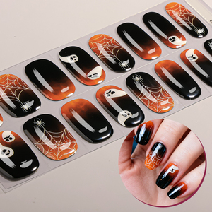 RTS Ungiftige Halbgehärtete <span class=keywords><strong>Gel</strong></span>-Nagelaufkleber 16 Stück Halloween Im Dunkeln Leuchtende Geister-Spinnennetz-Blut-Nagelfolien für Gruselige Partyspaß - Product Image 3