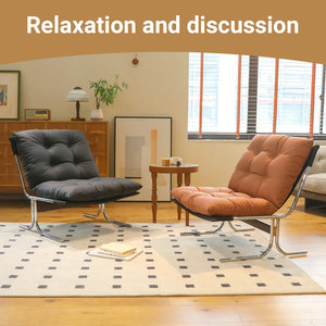 Leather Armchair Modern Accent <b>Chair</b> High Back Living Room <b>Chairs</b> Metal Legs Soft <b>Padded</b> Tufted Design for Home Office Bedroom - Product Image 1