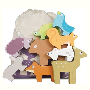 玩具风格木制创意教育堆叠游戏精美经典装饰木箱定制包装爱心天然HY - Product Image 1