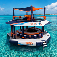Plateforme flottante gonflable pour bars aquatiques, idéale pour les complexes hôteliers, parcs aquatiques et soirées aquatiques. Taille et logo personnalisables.