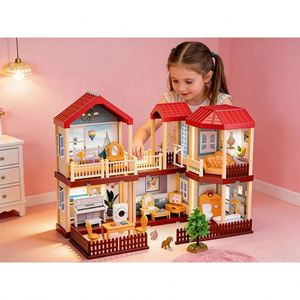Casa de Muñecas de Plástico con Muebles y Accesorios para Niños de 5 a 7 Años, Juguete de Mansión, Villa, Juego de Imitación, Set de Regalo - Product Image 6