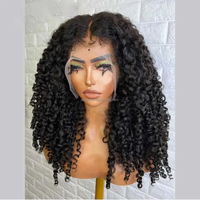 Peluca frontal de encaje 13*4 de cabello humano virgen de doble densidad, cabello humano original vietnamita SDD, peluca frontal de encaje con rizos Pixie