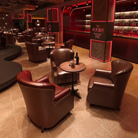 Ensemble de meubles de bar commerciaux de style américain Fauteuil à dossier haut en cuir personnalisé Discothèque Whisky Cocktail Pub Canapé simple