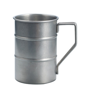 Vintage Stainless Steel Mug 350ml Distressed Industrial Design For Beer Tea Cold Drinks Camping Restaurant Use - Product Image 2