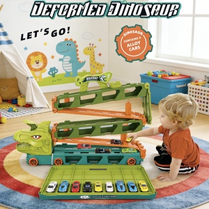 Camión de Juguete con <span class=keywords><strong>Pista</strong></span> de Dinosaurios Deformables y Sistema de Expulsión, <span class=keywords><strong>Pista</strong></span> Extensible de 2.1M, 8 Coches, 30 Espacios de Estacionamiento, Set de Juego Educativo Plegable - Product Image 3