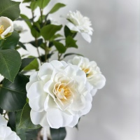 Arbre artificiel de camélia de 100 cm, fleurs en soie, plante artificielle persistante, fausses fleurs, plante bonsaï pour décoration intérieure