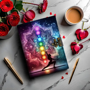 สมุดบันทึกหนังพิมพ์ลายยูวี ลายมันดาลา จักระ โยคะ สมุดบันทึกสไตล์โบโฮ สมุดบันทึกจิตวิญญาณ สมุดบันทึกการทำสมาธิและมายด์ฟูลเนส - Product Image 1