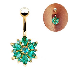 Anneau de <span class=keywords><strong>nombril</strong></span> en acier inoxydable plaqué or <span class=keywords><strong>non</strong></span> ternissant avec cristal petite marguerite, <span class=keywords><strong>bijoux</strong></span> de piercing <span class=keywords><strong>pour</strong></span> femmes - Product Image 4