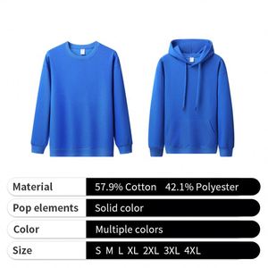 Sudaderas con Capucha Lisas Extra Grandes Lavables y Resistentes a la Decoloración para Hombre, Fabricadas con 42.1% Algodón y 58% Poliéster, Color Negro - Product Image 3