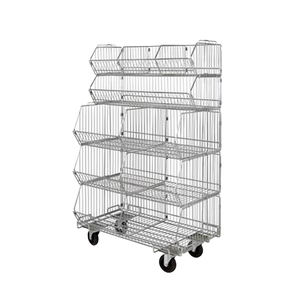 New Version Heavy Duty Supermarket <b>Stackable</b> Wire Storage Bin Display Stand Kitchen Assemble <b>Basket</b> with Bin Divider - Product Image 1