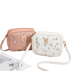 Women's PU Fashion Floral Butterfly Embroidered Zipper Portable <b>Camera</b> Crossbody <b>Bag</b> Foreign Trade Wholesale Summer Personalized - Product Image 3