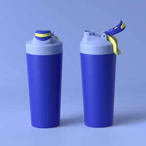 Custom Molded <b>Shaker</b> Cup 2024 Quick Opening Hidden Handle Reusable Sports <b>Bottle</b> With Measuring Lines And Stirring Ball - Product Image 1