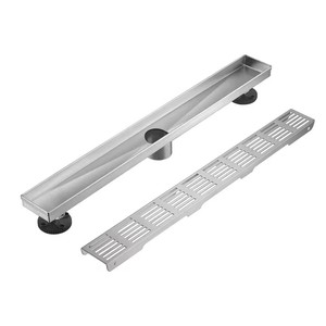 Drain de douche linéaire moderne de 12 pouces, filtre en acier inoxydable 304 poli or, grille de drain de baignoire, pieds réglables, hôtels - Product Image 5