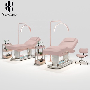 Cama de Masaje Eléctrica de 3 Motores para Estética Facial y Cosmética de Alta Calidad, Diseño Moderno en Color Rosa para Salón de Belleza - Product Image 2