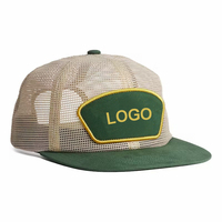 Chapeaux de camionneur de couleur unie non structurés à 5 panneaux de haute qualité Casquette de camionneur pleine maille avec étiquette tissée et logo personnalisé