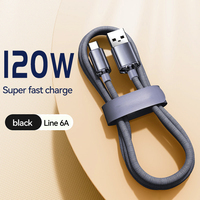 Cable de Datos USB Tipo-C de Nailon Trenzado de 120W para Carga Rápida, Duradero y de Alta Calidad para Computadora