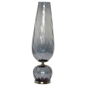 Tall Smoky Glass <b>Vase</b> With Rounded Base For Living Room Decorative Accent - Product Image 1