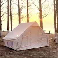 Tente de camping gonflable double couche imperméable quatre saisons au design moderne, personnalisable, épaissie, pliable, intégrée, installation rapide