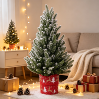 Pohon Natal Mini Berlapis Salju untuk Meja, Ranting Pinus Buatan, Pohon Pinus Natal Kecil untuk Dekorasi Rumah di Dalam Ruangan saat Liburan