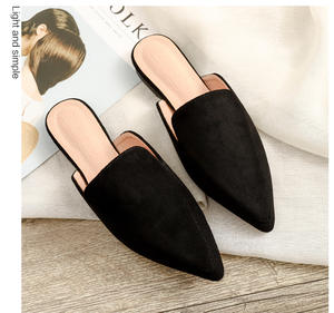 Mules Planas Cómodas Negras para Mujer, Mules Planas con Punta Cerrada y Deslizables para Mujer - Product Image 3