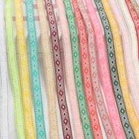 Ruban jacquard de 1 cm de large, style ethnique, à bords dorés et motif losanges, pour accessoires de vêtements et de sacs