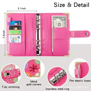 Cuaderno de Hojas Sueltas A6 de Cuero PU Carpeta Planificador de Presupuesto Original Agenda Almacenamiento de Efectivo Libro de Cuentas con Hebilla Regalos para Niños - Product Image 2