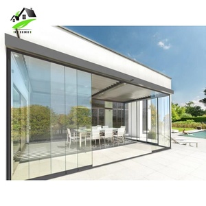 Portes coulissantes pliantes en verre trempé sans cadre pour véranda extérieure - Product Image 2