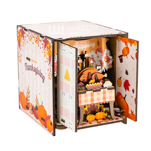 Scatola Musicale 3D in Legno per il Ringraziamento, Kit Puzzle Scena in Miniatura Fai-da-te, Decorazione Artigianale per Adulti e Adolescenti - Product Image 1