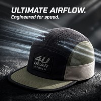 Casquette de cyclisme 4ugear personnalisée en ripstop bicolore à 5 panneaux, respirante, à séchage rapide, réglable, pour le sport et la course en extérieur