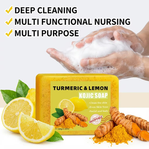 Jabón Facial de Cúrcuma y Limón al por Mayor, Eliminador de Manchas Oscuras, Aclarador de Acné, Jabón Blanqueador de Cúrcuma Orgánico Hecho a Mano - Product Image 1