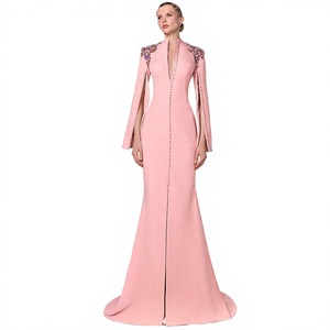 A10452 Migugarment Vestido de Gala Elegante con Pedrería de Alta Calidad, Vestido de Fiesta con Mangas Largas, Cuello en V, Vestidos Largos Estilo Imperio - Product Image 2