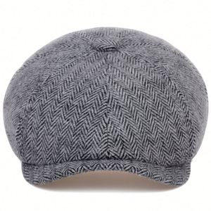 Vintage Spring Autumn Casual British Newsboy <b>Hat</b> 8 Panel Fashion Herringbone Beret <b>Hat</b> <b>for</b> Men - Product Image 2