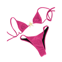 Maillots de bain personnalisés à marque privée, couleur unie, écologiques, séchage rapide, en Spandex/Polyester, décolleté en V profond, push-up, string, 1 OEM, à fines bretelles, taille basse