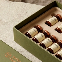 Boîte rigide en carton vert olive personnalisée avec couvercle pour flacons de peptides (10 flacons), doublure en mousse, logo estampé à chaud, soins personnels