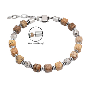 Erkek Bohemian yıldönümü takı hediye moda kare boncuk 7x7mm mavi Sodalite taş ayarlanabilir paslanmaz çelik Trendy - Product Image 2