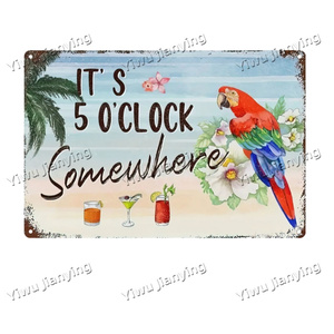Cartel de hojalata de Metal Retro, decoración de pared en algún lugar de las cinco en punto, placa de Metal, puerta, hombres, guacamayo, loro, Animal, póster artístico para mascotas, Gif - Product Image 6