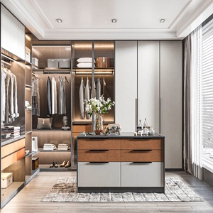 Panel trasero de madera cálida con cuerpo de gabinete gris, combina textura natural y un estilo minimalista moderno <span class=keywords><strong>para</strong></span> un hogar de lujo. - Product Image 2