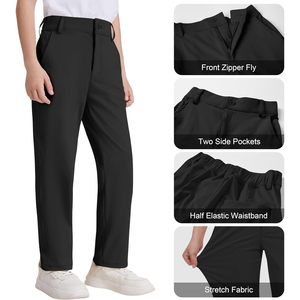 Boys Golf Pants Stretch Performance Dress Pants High Waist Straight Fit Quick Dry Flat Front <b>Chino</b> Slacks For School Uniforms - Product Image 5