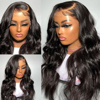 Vente en gros brut indien vierge 180% densité dentelle avant perruque pour les femmes noires Hd dentelle frontale perruque cheveux humains sans colle pleine Hd dentelle perruque