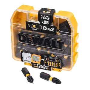 Embouts de tournevis Dewalt Flex Torq 25 mm Ph2, lot de 25 pièces, étui robuste - Product Image 1