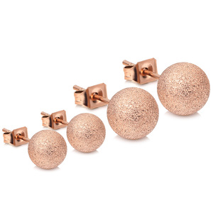 Pendientes de bola de acero de titanio esmerilado de 6mm y 8mm, diseño geométrico simple para mujeres, estudiantes, joyería de moda - Product Image 1
