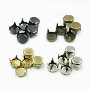 50PCS DIY מסמרות עגול שטוח ספייק חרוז 4mm-10mm הרבעה 4 טופר עור קרפט שקיות בגדים אבזרים