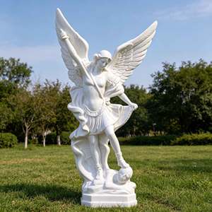 Statua dell'Angelo San Michele in Vetroresina a Grandezza Naturale, Scultura Religiosa dell'Arcangelo in Resina, Vendita all'Ingrosso - Product Image 3